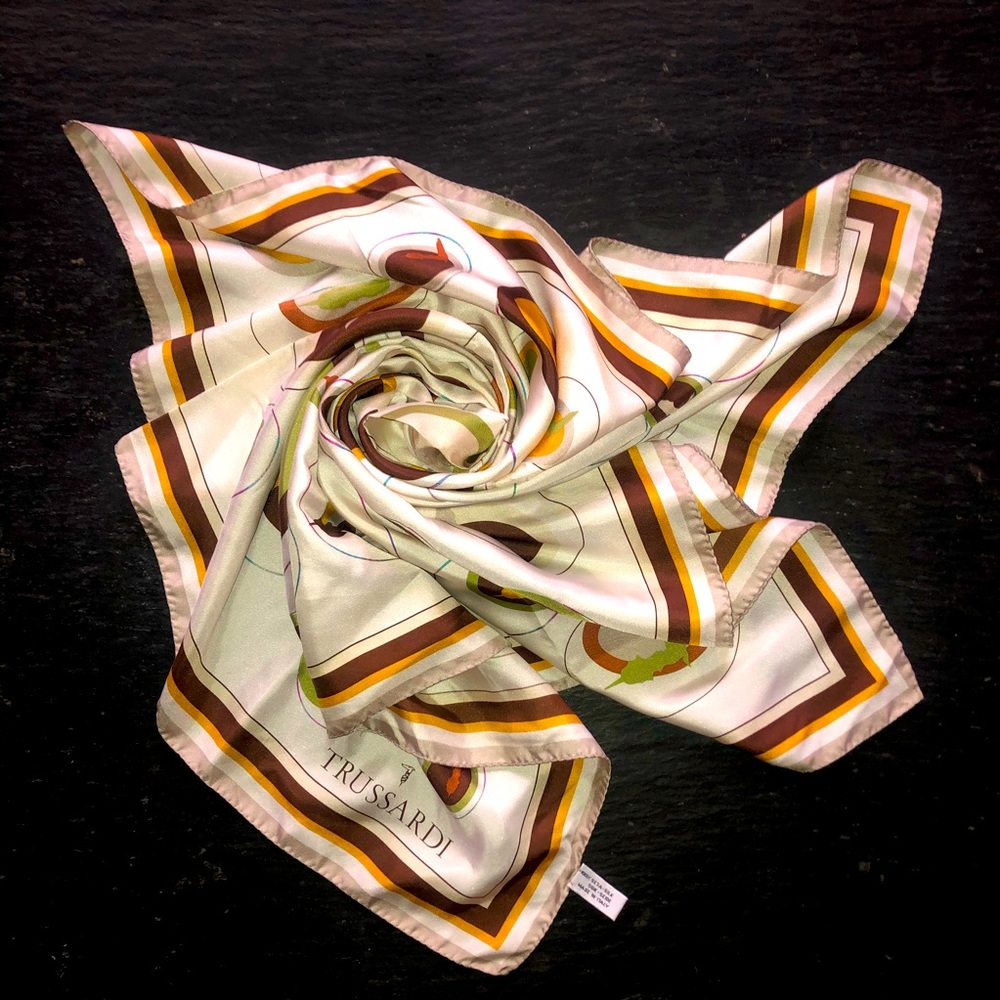 TRUSSARDI] Logo Classic Silk Scarf